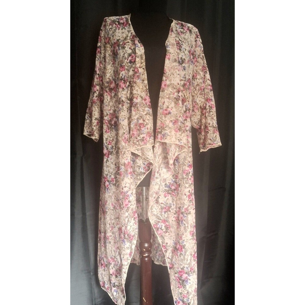 Womens Floral Mesh Kimono Boho Lace Long Whimsigoth fairy festival OS